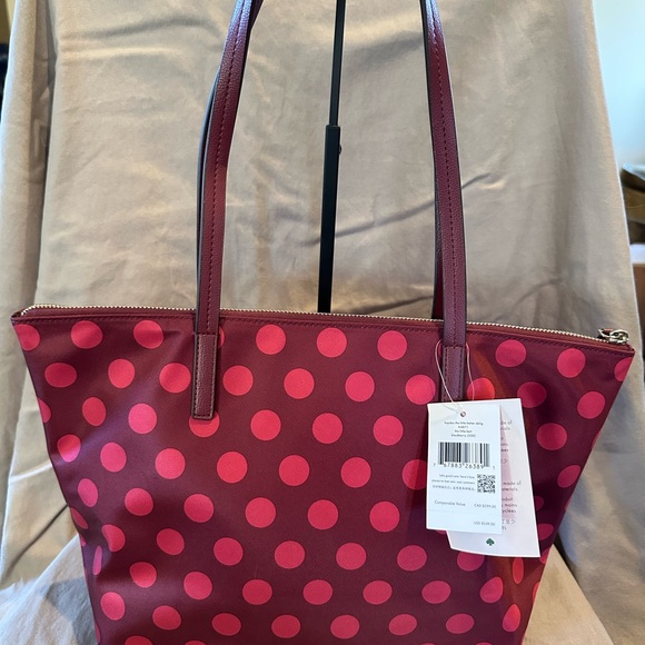NWT Kate Spade Red Polka Dot Tote Bag - Picture 2 of 6